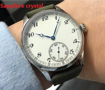 Cristal de safir 44mm FARA logo cadran alb din Asia 6497 Parte Mecanică a Vântului mișcare bărbați ceas ceasuri Mecanice GR52-20