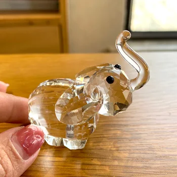 Cristal Elefant Drăguț Figurine De Animale Din Sticlă Prespapier Ornament Statuie De Colectie Decor Acasă De Crăciun Cadouri De Ziua De Nastere