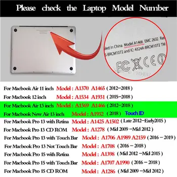 Cristal / Mat Cazul Laptop Pentru MacBook Air Pro Retina 11 12 13.3 15 Acoperi Noi Pro 13 15.4 inch cu Touch Bar A2159 A1707 A1708