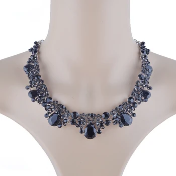 Cristal negru pentru femei rochie de petrecere de bijuterii seturi de cină stras colier cercei Sfinților bijuterii accesorii cadou