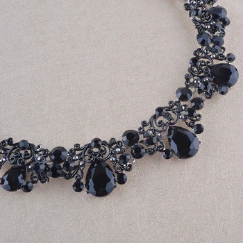 Cristal negru pentru femei rochie de petrecere de bijuterii seturi de cină stras colier cercei Sfinților bijuterii accesorii cadou