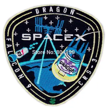 CRS-3 AUTENTICE SPACEX Misiunea DRAGON FALCON 9 ISS Rece MARFĂ de REAPROVIZIONARE Brodate fier-pe coase pe Patch-uri