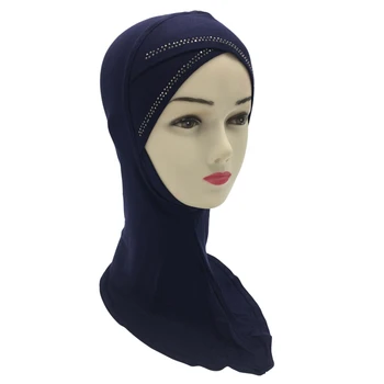 Cruce Coperta Interioară Hijab Capac Doamna Pălării De Oase Bonnet Musulmane Hijab Stras Femei Eșarfă De Hijabs Islamic Gât Acoperi Capota