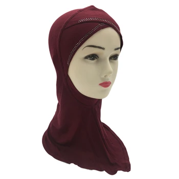 Cruce Coperta Interioară Hijab Capac Doamna Pălării De Oase Bonnet Musulmane Hijab Stras Femei Eșarfă De Hijabs Islamic Gât Acoperi Capota