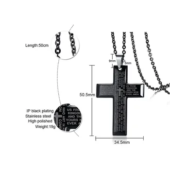 Crucifix Colier Tatăl Nostru, Rugăciune Bărbați Pandantiv Cruce Lanțul Spaniol De Rugăciune Medalie Religioase Medalii Creștin Bijuterii