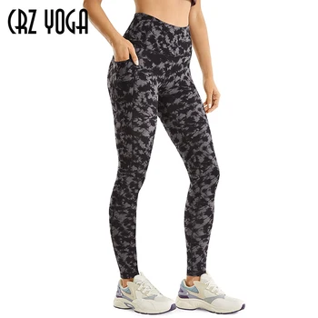 CRZ YOGA Femei Goale Sentiment Pantaloni de Yoga Unt Moale Antrenament Jambiere cu Buzunare - 28 Cm