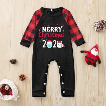 Crăciun 2020 Merry Crăciun Pijamale pentru Familie Femei Barbati Copii Carouri Roșii Body pijamas familiares navidad 00