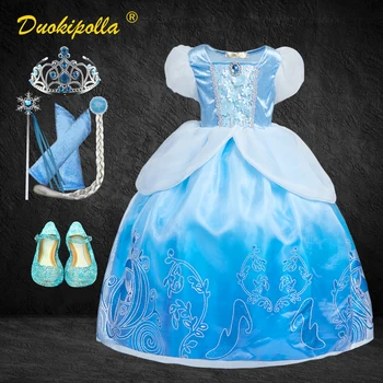 Crăciun Cinderella Halloween Carnaval Elsa Costume Petrecere Copii Albastru Rochie de Printesa pentru Fete Tinere Boutique Haine