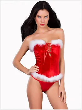 Crăciun de cosplay, costume sexy Red Tube Top fără Mâneci Cutout Înapoi Catarama Moș Crăciun Rochie fancy Fantasias lenjerie erotica