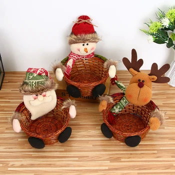 Crăciun Fericit Coș De Bomboane Decoratiuni De Craciun Elan Om De Zăpadă Moș Crăciun Coș Cu Fructe Alimente Titularul Decor Acasă Ornament De Stocare