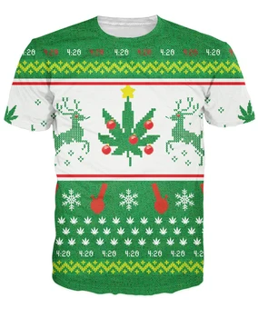 Crăciun fericit Tricou Iarbă Și Frunze Tricou Femei Bărbați 3d Imprimate Tricou Haine Topuri Plus Dimensiune 5XL