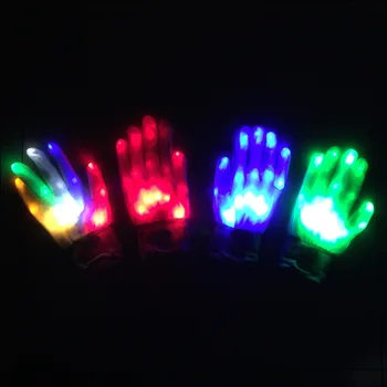 Crăciun Fluorescente Colorate, Mănuși Curcubeu Stralucitoare Deget de Lumină LED-uri Mănușă Jucarie Cadou