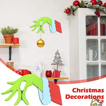 Crăciun Hoț de Mână Tăiat de Crăciun Hoț Grinch Decoratiuni de Mână Hoț Decal Perete Autocolante de Perete Acasă JA55