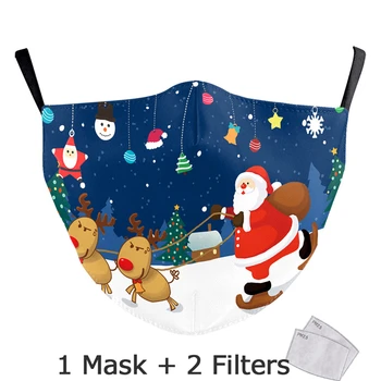 Crăciun Imprimare Gura Masca Lavabile Refolosibile Masca de Protectie Cu PM2.5 Filtru Anti Praf Moș Crăciun Fulg De Nea Elan Masca De Fata