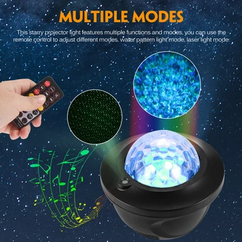 Crăciun LED Star Proiector Lumina de Noapte Galaxy Noapte Înstelată Ocean Val Proiector Cu Muzica Difuzor Bluetooth Control de la Distanță