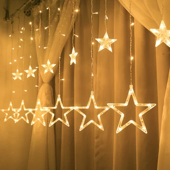 Crăciun Lumini de Basm Feston Dus Șir de Lumini de Stele Ghirlanda pe Fereastră Perdea de Interior, Decorare Pom de Anul Nou Nunta de Iluminat