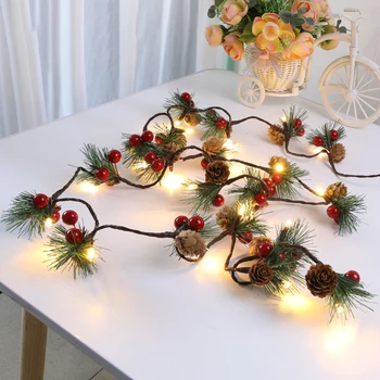 Crăciun pandantiv 2M 20Led sârmă de cupru lampă șir de con de pin ac zână lumina DIY ghirlanda de lumina pom de Crăciun decorare