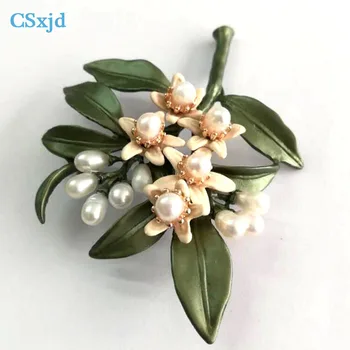 CSxjd floare de Portocal Copac Broșe Moda Bijuterii Accesorii perle verde brosa vintage bijuterii