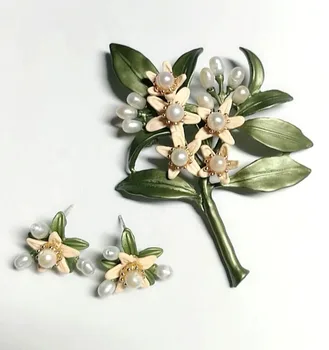 CSxjd floare de Portocal Copac Broșe Moda Bijuterii Accesorii perle verde brosa vintage bijuterii
