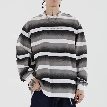 Cu Dungi, Cu Maneci Lungi T-Shirt-Uri Hip-Hop Streetwear Supradimensionat Tricou Harajuku Liber 2020 Toamna Bumbac Topuri Casual Tees