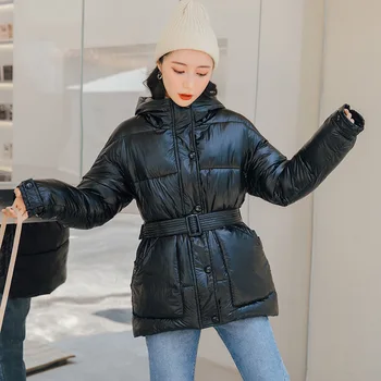 Cu eșarfe solid gros paltoane femei cu glugă subțire de bumbac căptușit jachete 2020 moda de iarna parka pentru femei casual uza femme