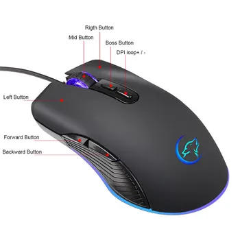 Cu fir Mouse de Gaming 3200DPI Reglabil prin Cablu Optic LED Soareci de Calculator prin Cablu USB Silent Mouse-ul pentru Laptop PC