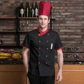 Cu mânecă scurtă de catering găti tricou Hotel restaurant Bucătar Uniforma de lucru de Bucătărie haine sushi costum haina bucatar jachete om nou