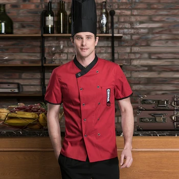 Cu mânecă scurtă de catering găti tricou Hotel restaurant Bucătar Uniforma de lucru de Bucătărie haine sushi costum haina bucatar jachete om nou