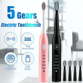 Cu ultrasunete Sonic Periuta de dinti Electrica USB Reîncărcabilă Perie de dinti pentru Adulti Electronice Lavabil Albire Dinti Perie Puternic