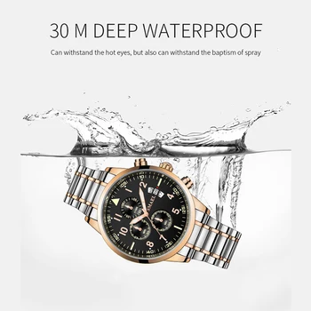 Cuarț Ceasuri Barbati 30M rezistent la apă Ceas Cuarț Circulație din Oțel Inoxidabil Trupa Calendar Ceasuri de mana 9132 Moda Barbati Ceas 2020