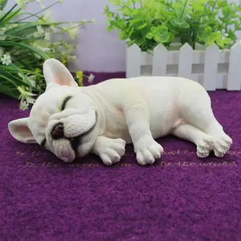 Culcat Dormit franceză Bulldog Puppy - Viata Ca Figurina Statuie Grădină Acasă Simulare jucarii