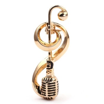 Culoare de aur Microfon Notă Muzicală Broșe Pentru Femei Și Bărbați, Cadouri de Anul Nou
