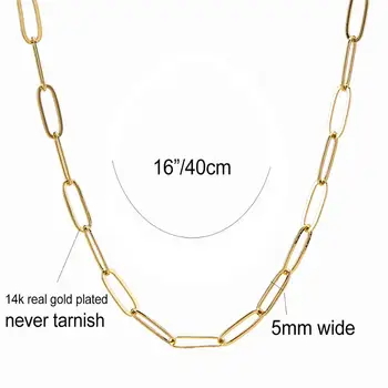 Culoare de aur Oval Link-ul Lanț Cravată Colier pentru Femei Fete Adolescente, 16