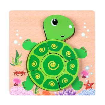Culoare desen Animat 3D Animal Puzzle din Lemn Jucarii Pentru Copilul Cognitive Montessori Jucării Educaționale Timpurii din Lemn Jucarii Cadou Pentru Copii