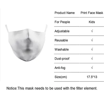 Culoare gri Leu Imprimare Masca de Fata Copii Refolosibile Tesatura Masca Copii Cu suport Gura-Mufla PM 2,5 de Protecție, Măști de Praf
