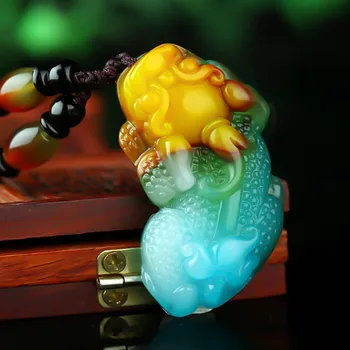 Culoare naturala de Jad China Pentru a atrage bogăția Pandantiv Colier Farmec ite de Bijuterii Sculptate Amuleta de Noroc Cadouri pentru Bărbați