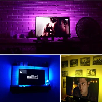Culoare RGB TV LED Backlight Banda LED Strip 5V USB rezistent la apa Panglică Șir de Lumini Neopixel SMD5050 Neon Flexibil Dungă