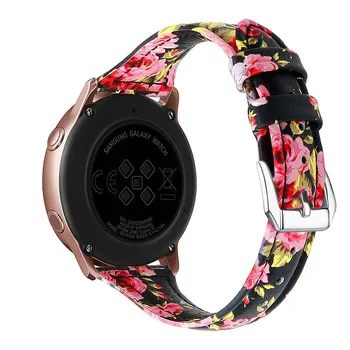 Curea din piele pentru Samsung Galaxy Watch Active inteligente curele de ceas Bratara pentru barbati femei flori 22/20mm Primul strat de piele de vacă