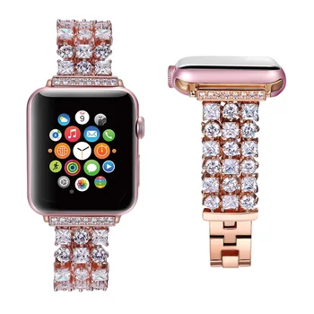 Curea pentru Apple Watch seria 5 4 40mm 38mm Lux Diamant Brățară femei cehă stras din Oțel Inoxidabil pentru iWatch trupa 44mm