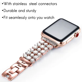 Curea pentru Apple Watch seria 5 4 40mm 38mm Lux Diamant Brățară femei cehă stras din Oțel Inoxidabil pentru iWatch trupa 44mm