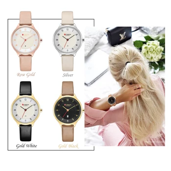 CURREN Brand de Lux pentru Femei Ceasuri 2021 Doamnelor Ceas Ultra subțire de Cuarț Ceas din Piele Femeie a Crescut de Ceas de Aur Relogio Feminino