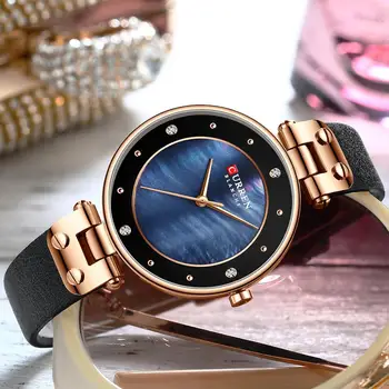 CURREN Femei Ceasuri Reloj Mujer Top Brand de Lux din Piele Curea Ceas de mana pentru Femei Albastru Ceas Elegant Doamnelor Cuarț Ceas