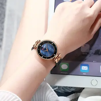 CURREN Femei Ceasuri Reloj Mujer Top Brand de Lux din Piele Curea Ceas de mana pentru Femei Albastru Ceas Elegant Doamnelor Cuarț Ceas