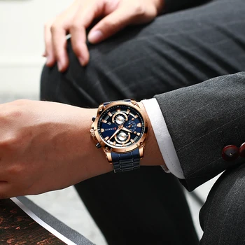 CURREN Noua Moda Mens Ceasuri cu Top din Oțel Inoxidabil, Marca Sport de Lux Quartz Cronograf Bărbați Relogio Masculino