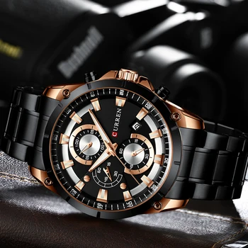 CURREN Noua Moda Mens Ceasuri cu Top din Oțel Inoxidabil, Marca Sport de Lux Quartz Cronograf Bărbați Relogio Masculino