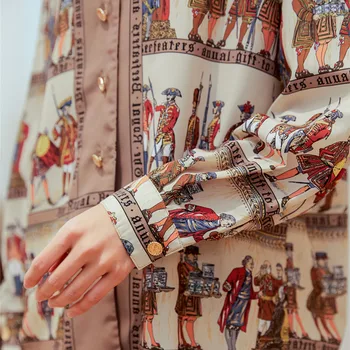 Curtea Baroco stil Nou de Primăvară de Toamnă Imprimare Tricouri Femei Vintage Complet Maneca Singur Pieptul Bluza Femei Topuri Haine SL393