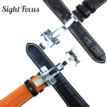 Cusaturi de culoare albă Înlocuire Watchband pentru Longines L2 L4 Evidenza Master Collection Pilot Curea din Piele Ceas Benzi Fluture