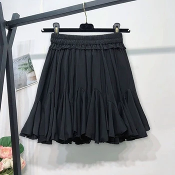 Cutat Șifon Fusta de Vara Alb Negru Talie Mare Plisata Fusta Mini Femei de Moda de Talie Fuste Casual de Vacanta Scoala