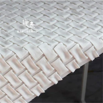 Cutat Țesute Tesatura de Sifon Alb Negru tridimensional Falduri DIY Mozaic Patch-uri Fusta Tricou de Designer Rochie Tesatura 75*55cm