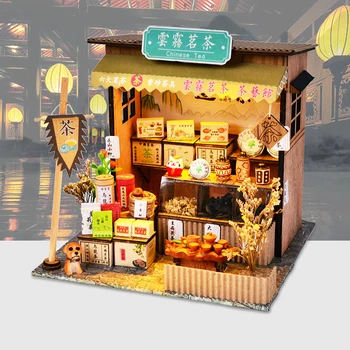 Cutebee DIY Casa in Miniatura, cu Mobilier LED Model Blocuri Jucarii pentru Copii Casa De Boneca Arhitectură Populară Chineză